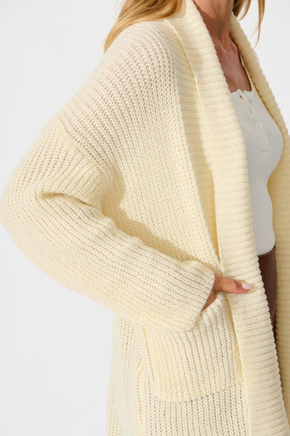 Adina Knit Cardigan In Cream Wool Blend