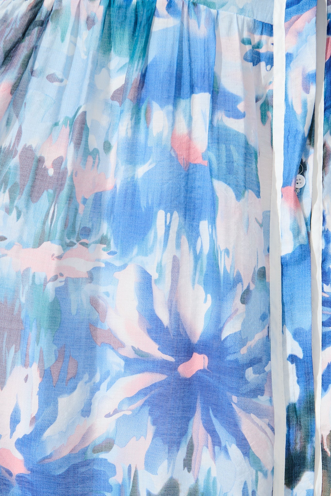 Laguna Maxi Shirt Dress in Blue Multi with White Trim