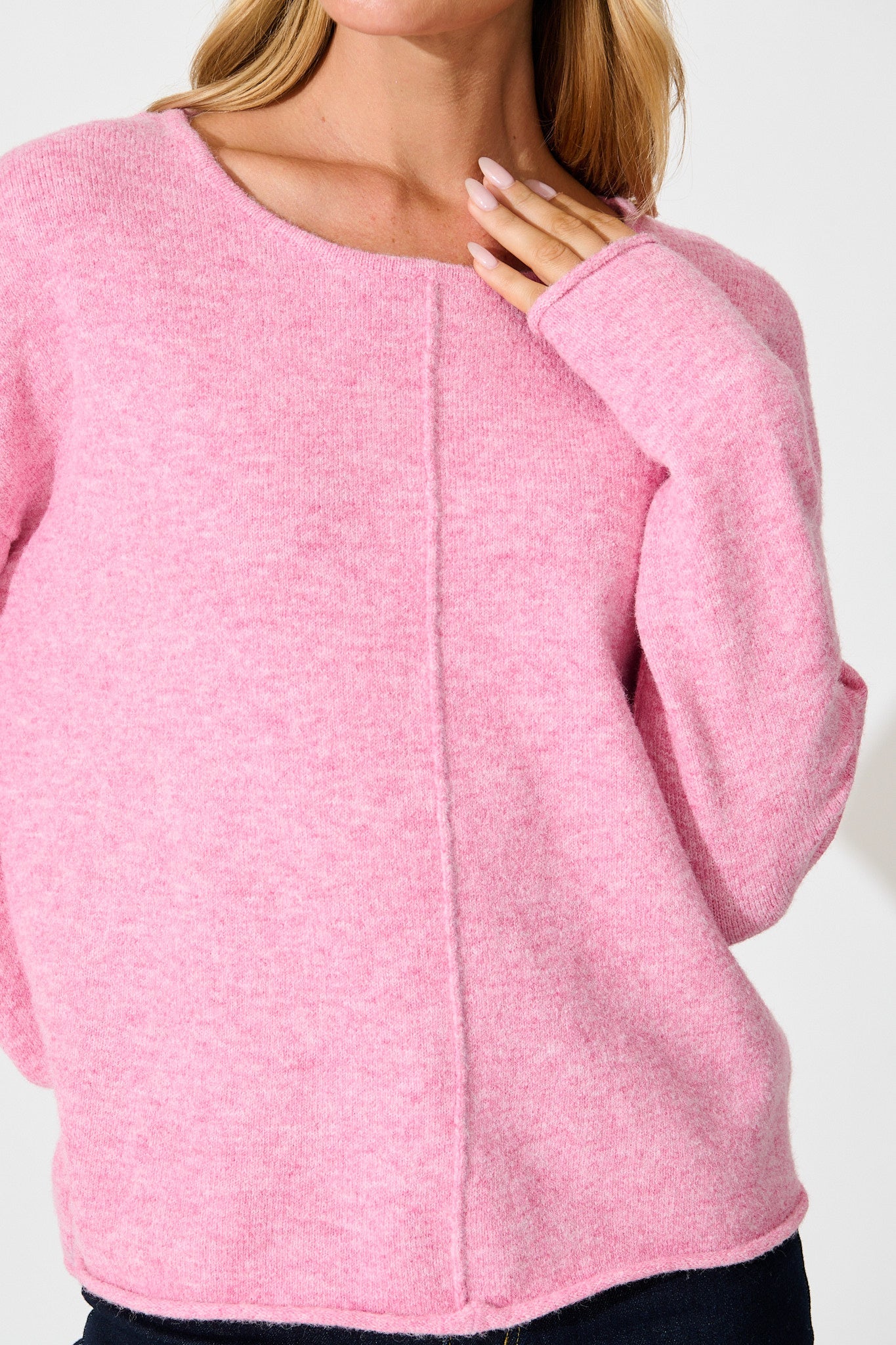 Jennifer Knit in Pink Marle Wool Blend