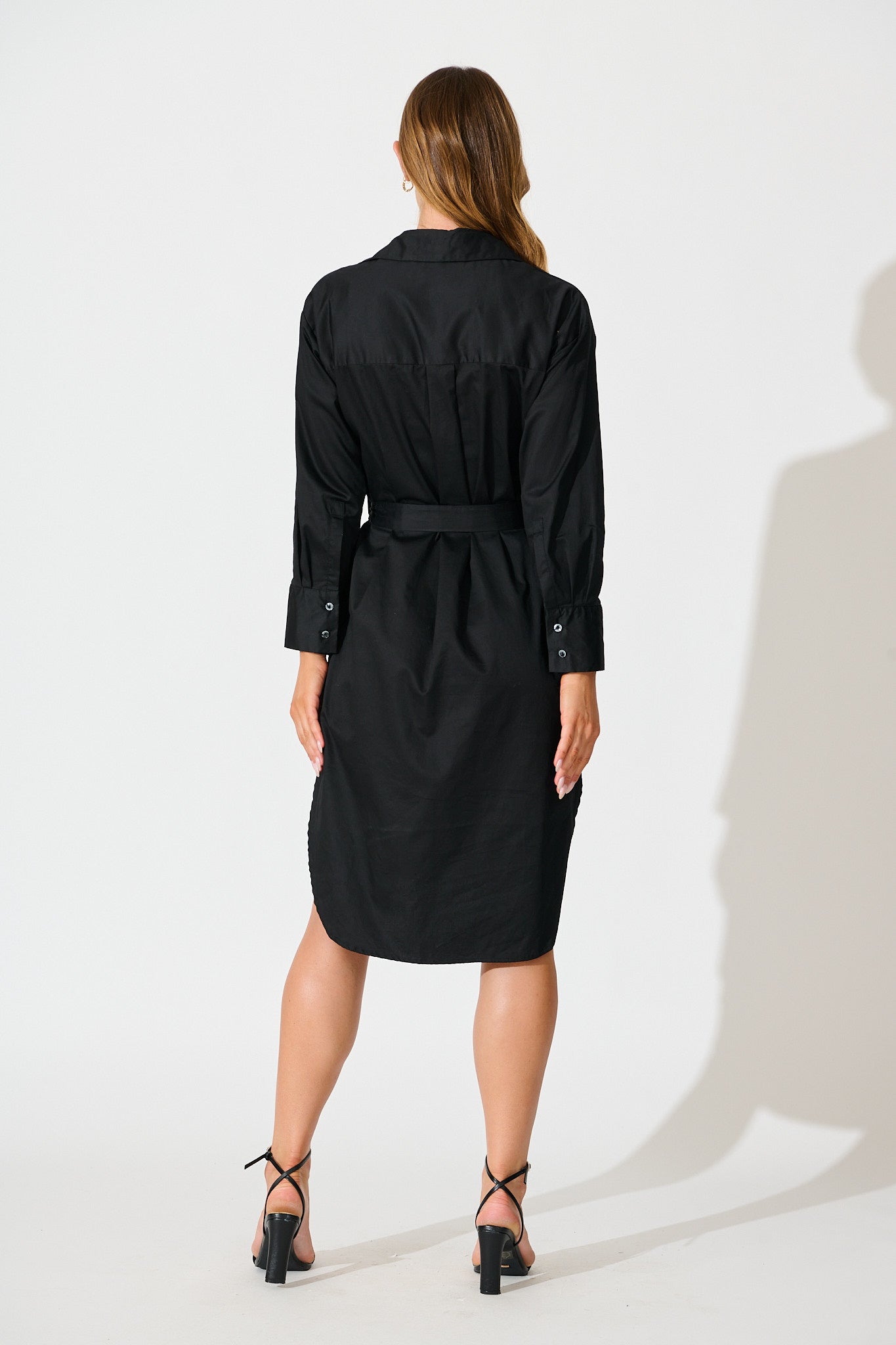 Mariela Shirt Dress in Black Cotton