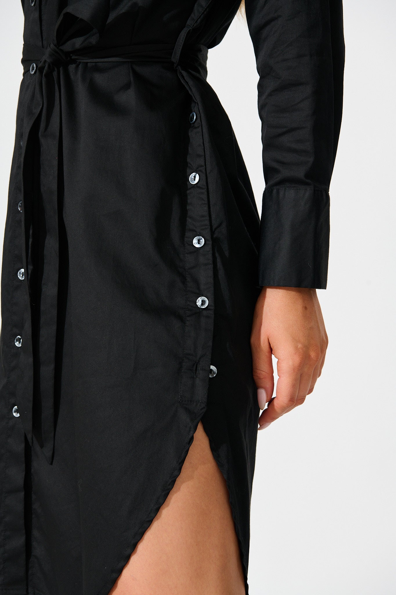 Mariela Shirt Dress in Black Cotton