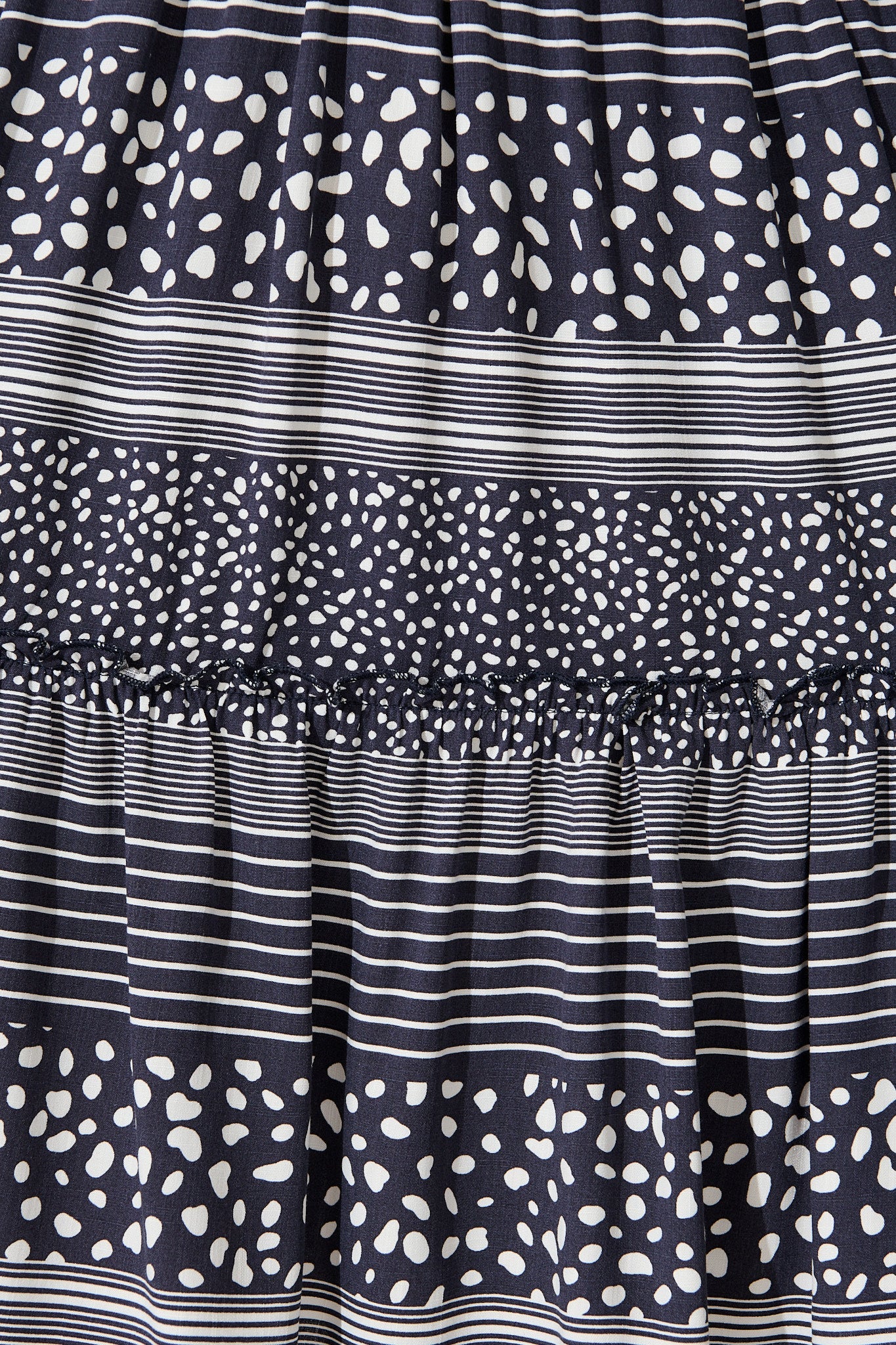 Pia Smock Dress in Navy Spot and Stripe