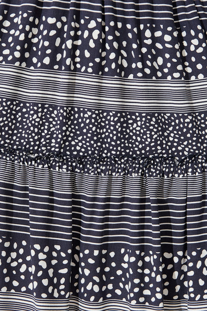 Pia Smock Dress in Navy Spot and Stripe