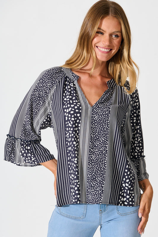 Costa Del Mar Top in Navy Spot and Stripe