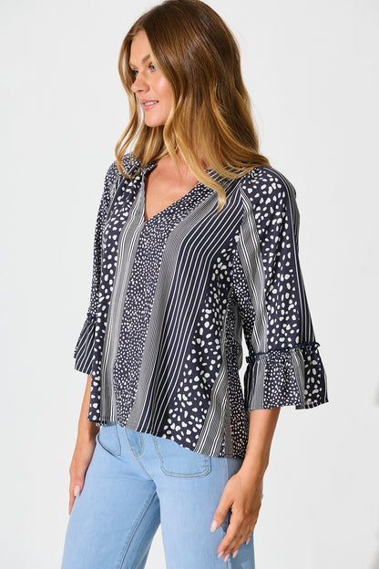 Costa Del Mar Top in Navy Spot and Stripe