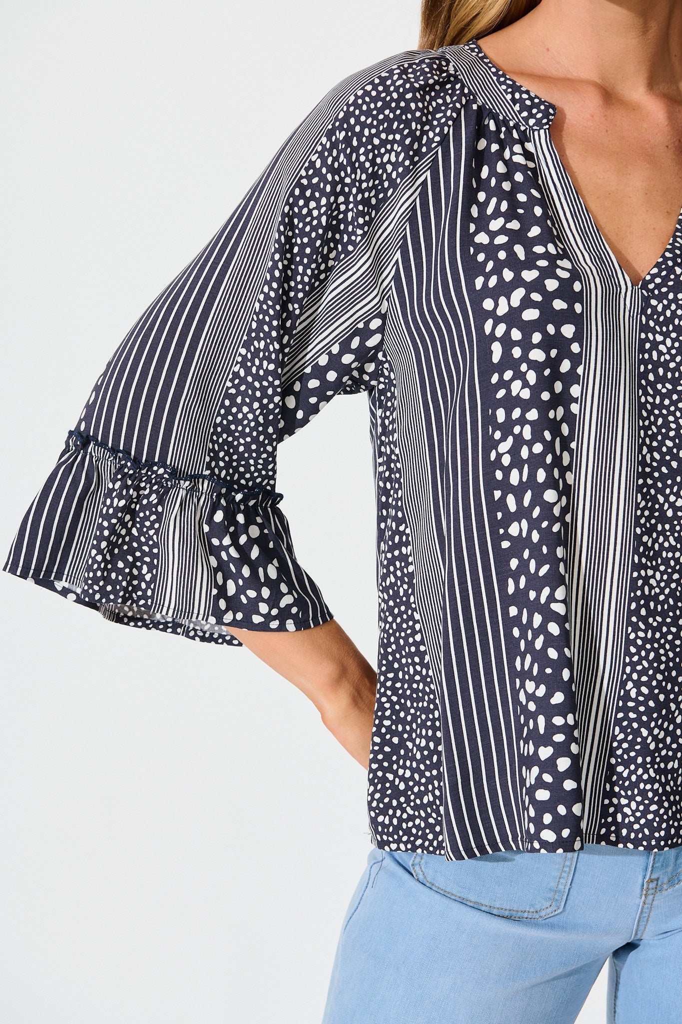 Costa Del Mar Top in Navy Spot and Stripe