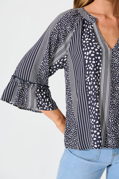 Costa Del Mar Top in Navy Spot and Stripe