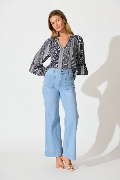 Costa Del Mar Top in Navy Spot and Stripe