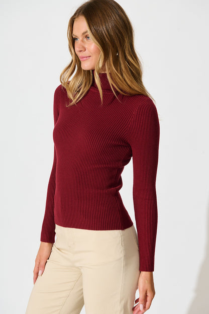 Bernice Knit Top in Wine