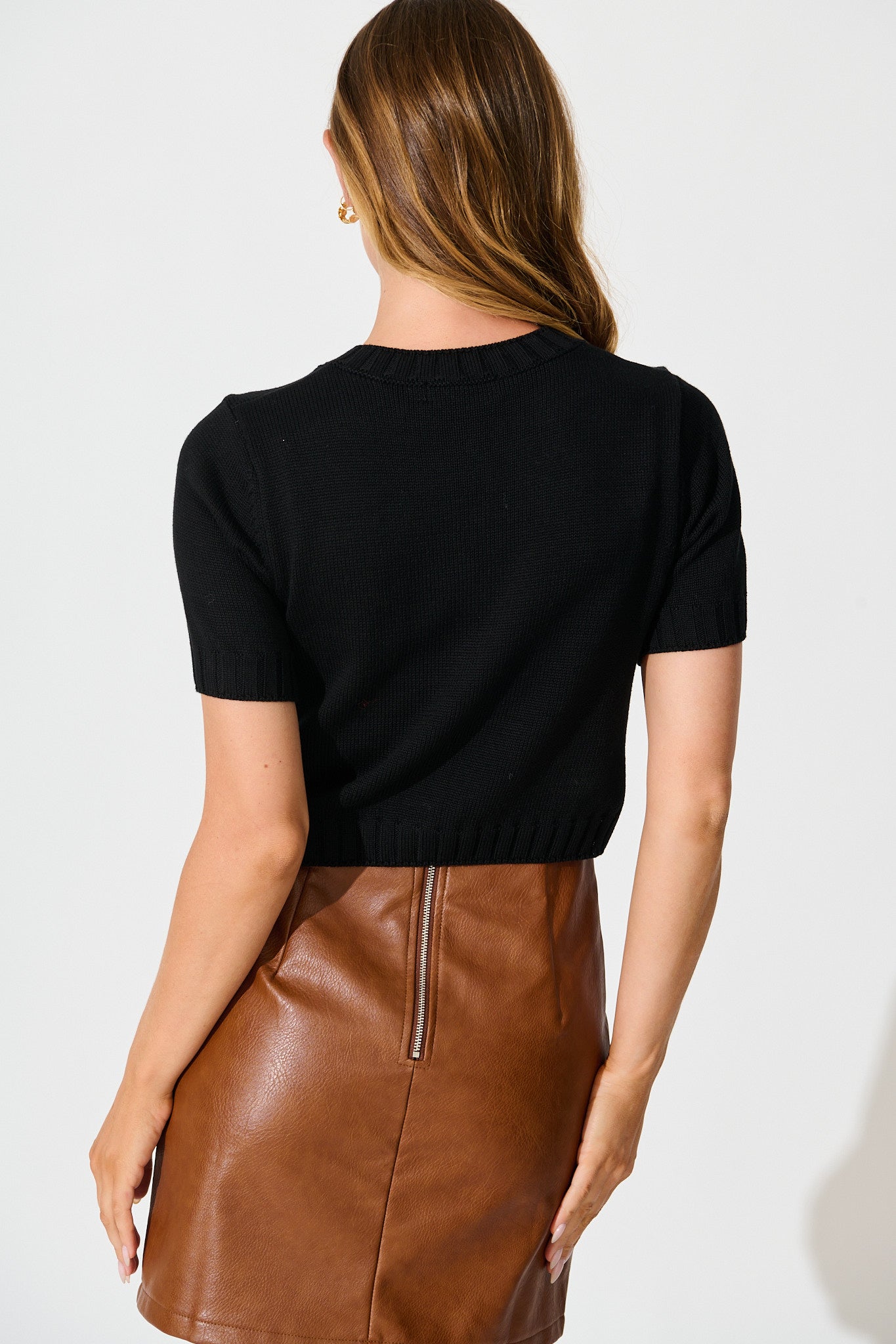 Jasmina Knit Cardigan in Black Cotton Blend