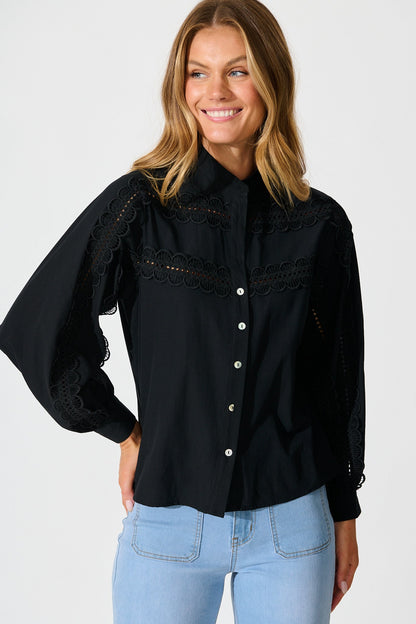 Skyline Shirt in Black Cotton