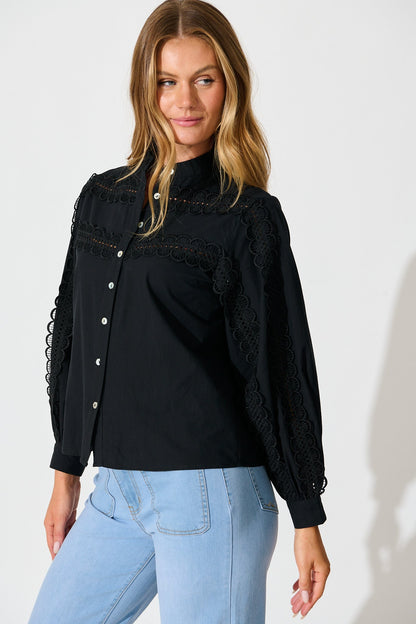 Skyline Shirt in Black Cotton