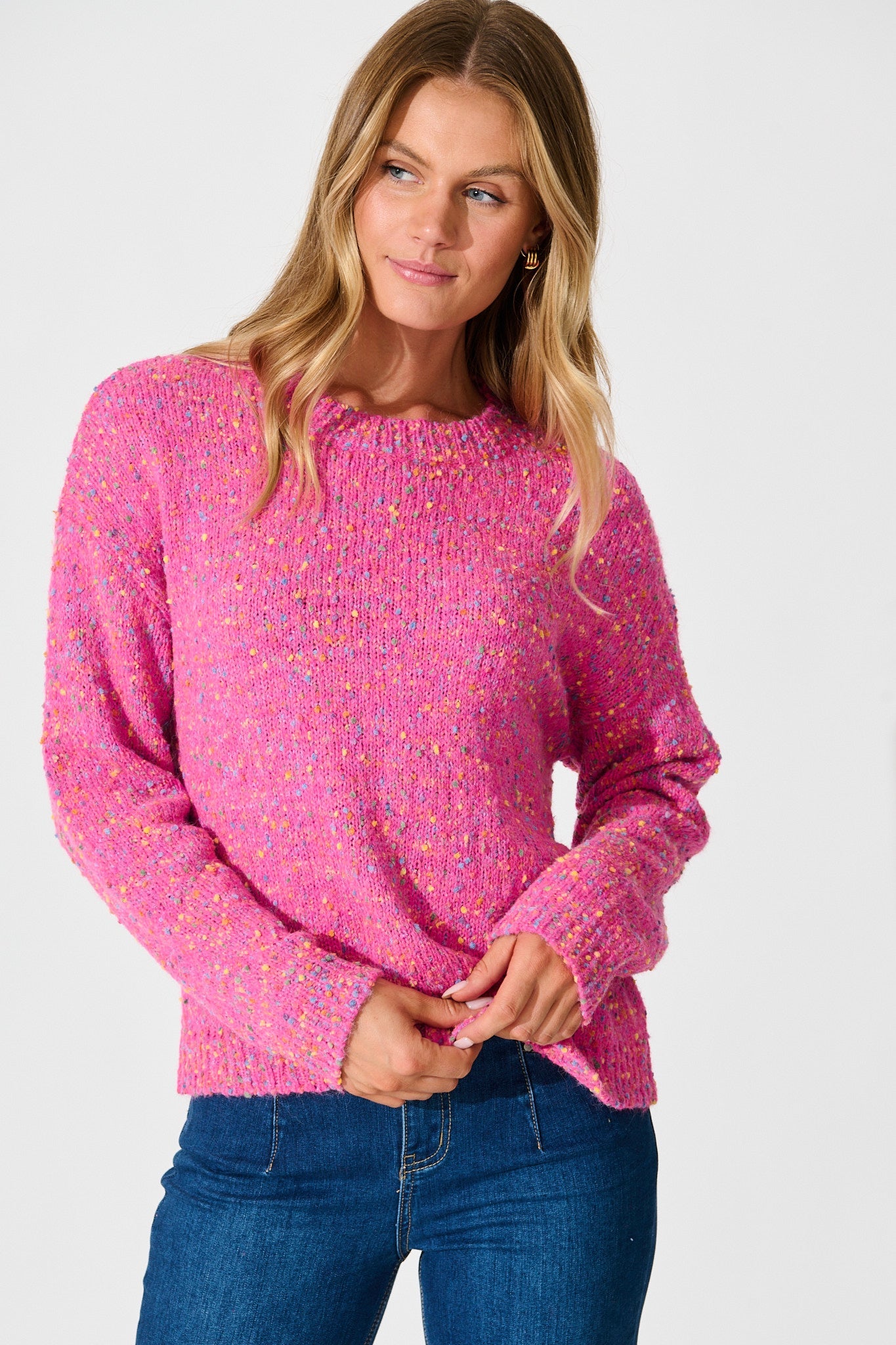 Emilia Knit in Pink Multi Wool Blend