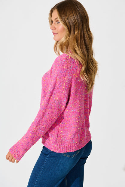Emilia Knit in Pink Multi Wool Blend