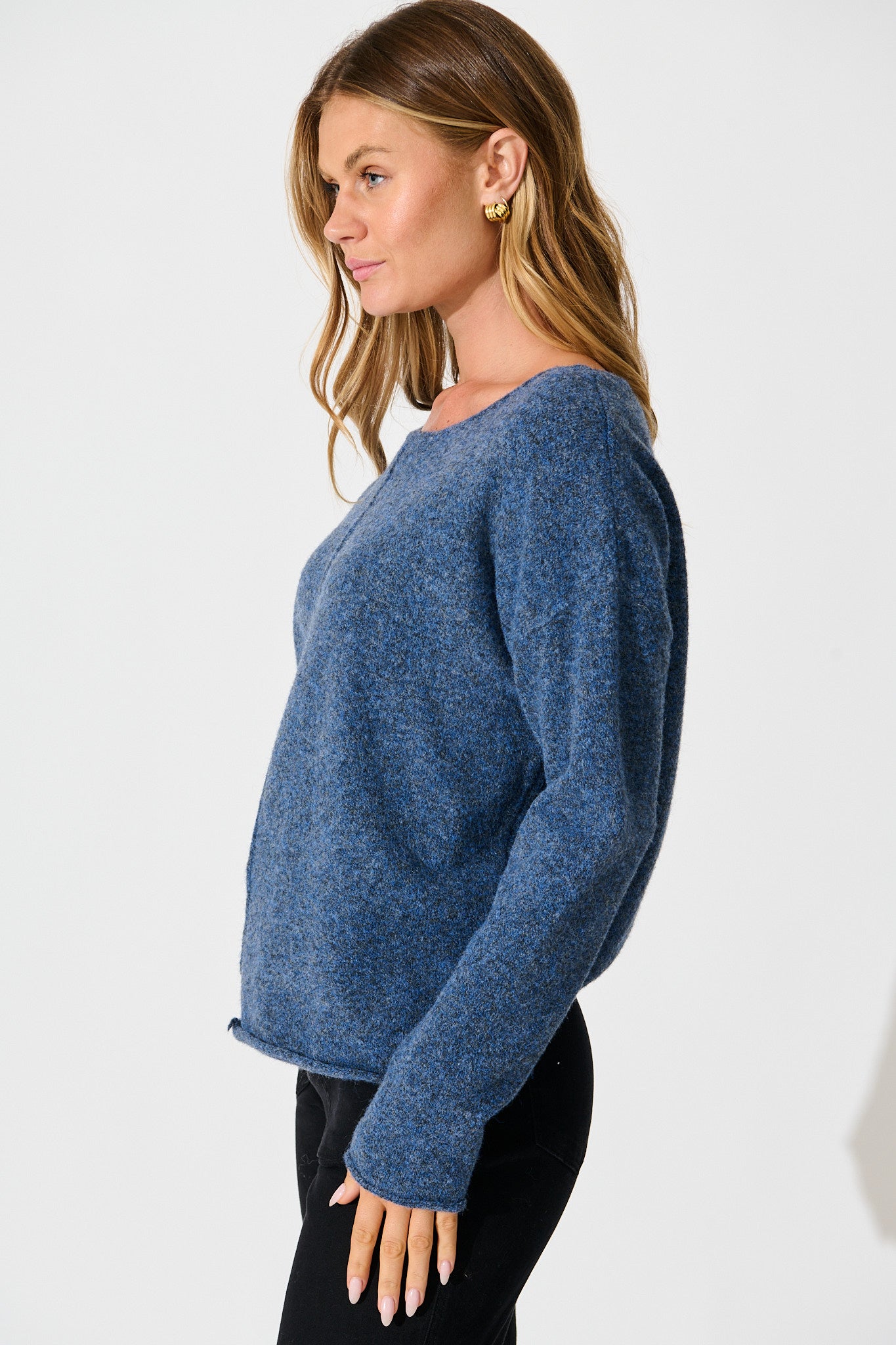 Jennifer Knit in Blue Marle Wool Blend