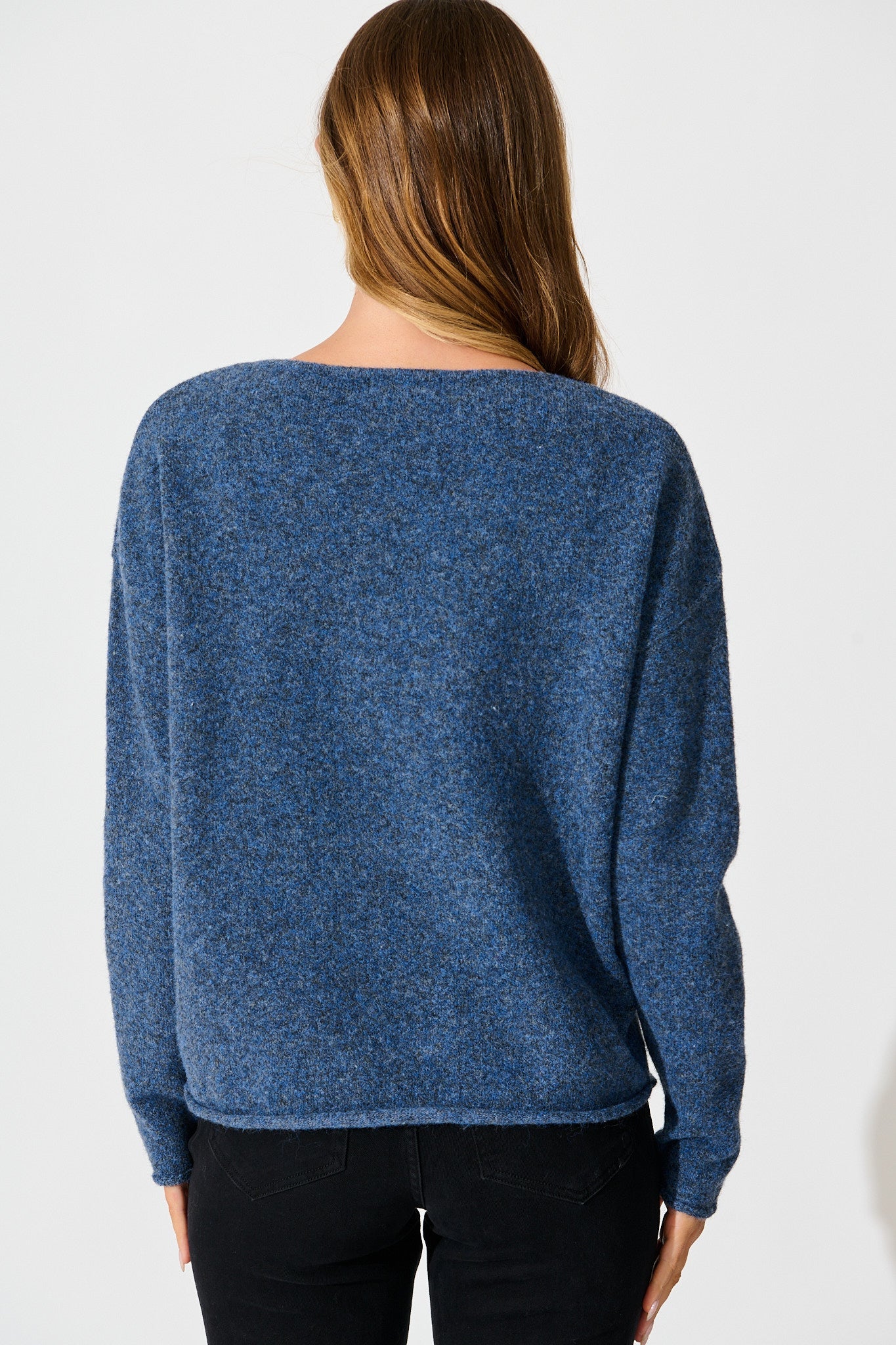 Jennifer Knit in Blue Marle Wool Blend