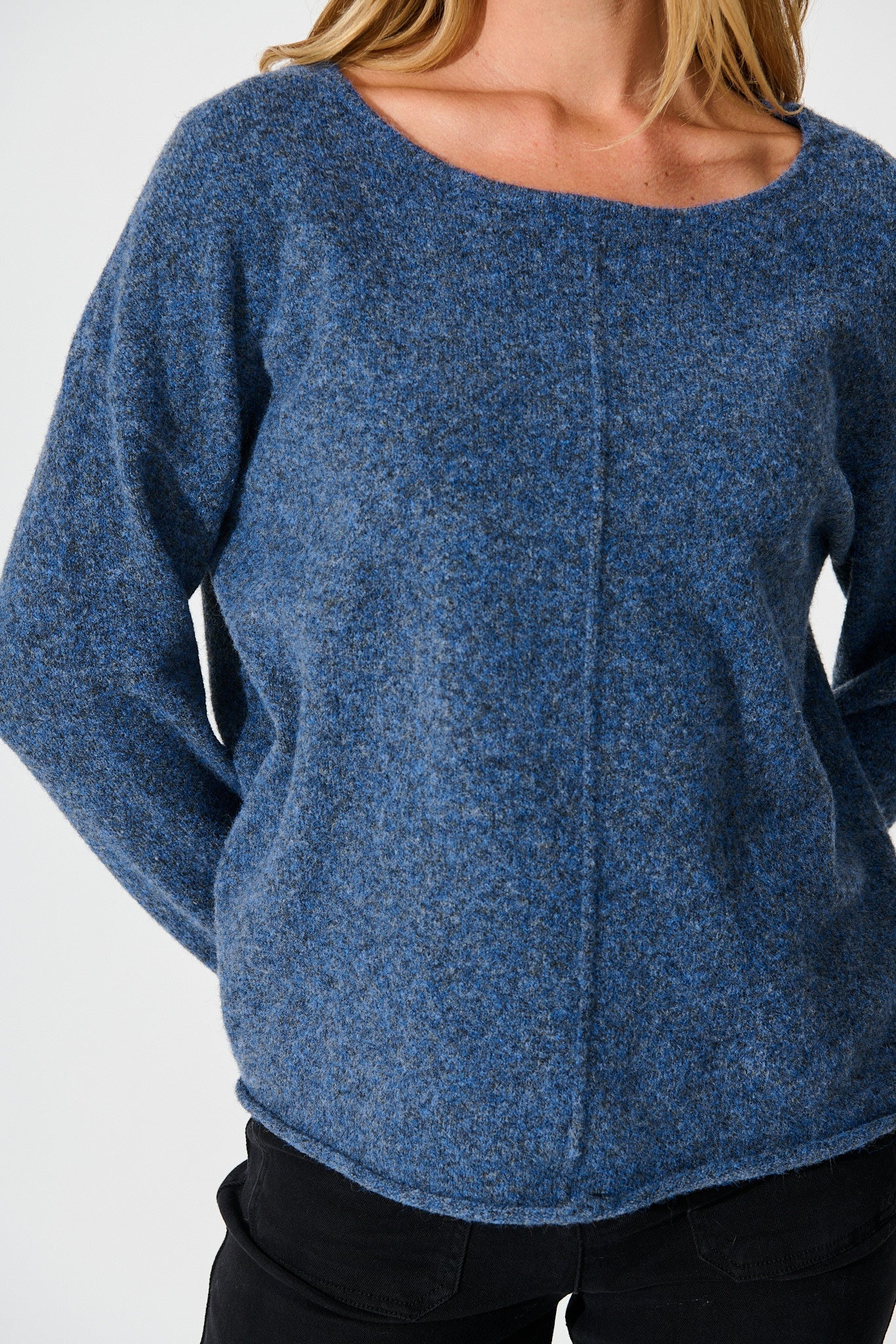 Jennifer Knit in Blue Marle Wool Blend