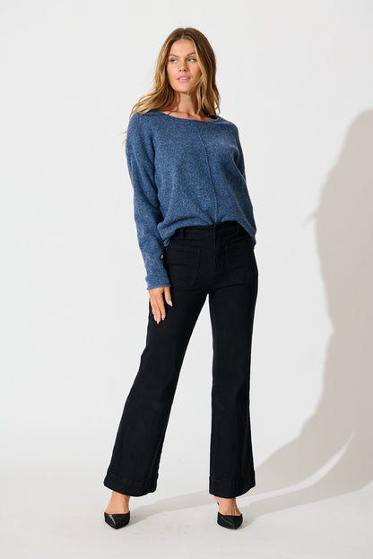 Jennifer Knit in Blue Marle Wool Blend