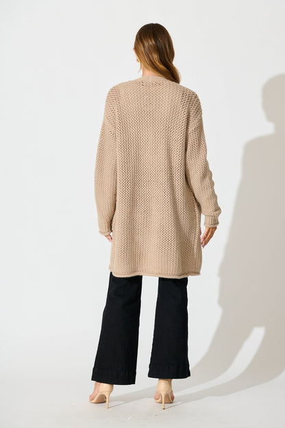 Jodi Knit Cardigan in Beige Wool Blend