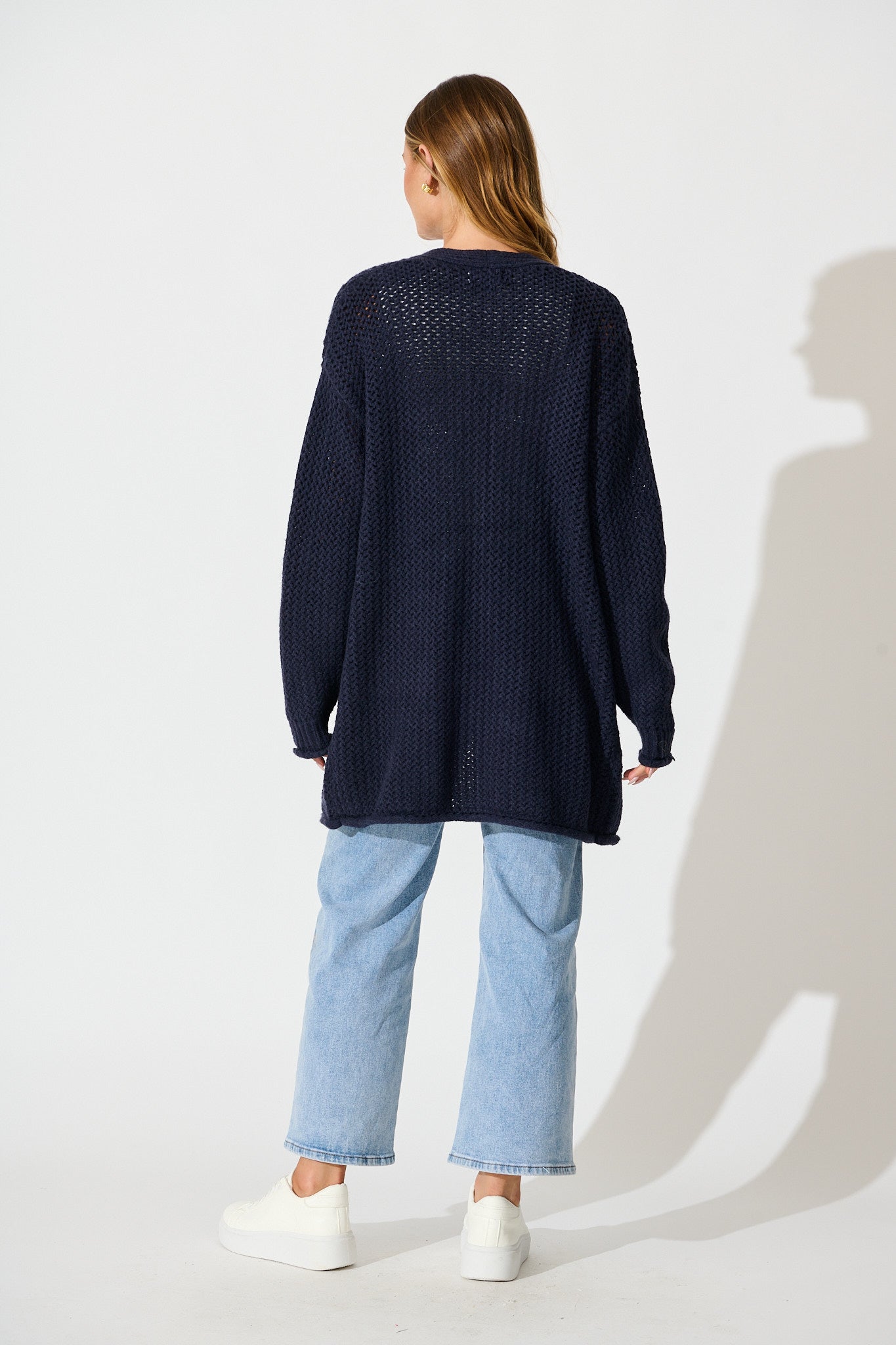 Jodi Knit Cardigan in Navy Wool Blend
