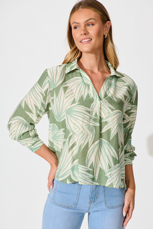 Austin Shirt in Green Multi Print