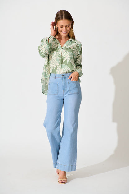 Austin Shirt in Green Multi Print