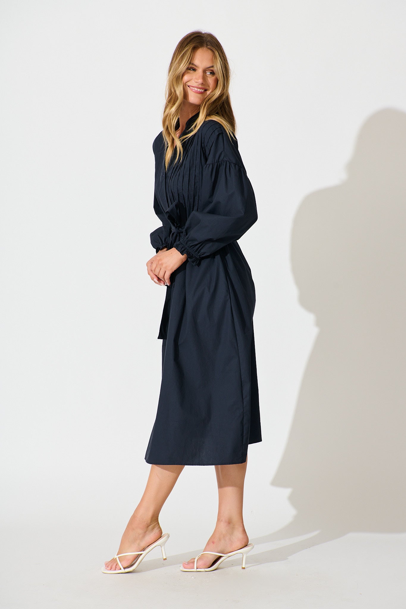 Margot Dress in Navy Cotton