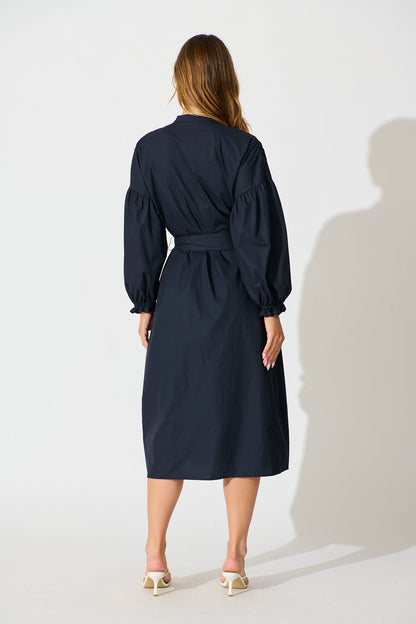 Margot Dress in Navy Cotton