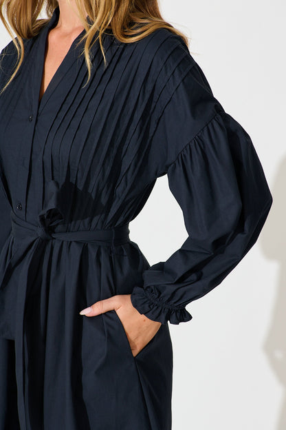 Margot Dress in Navy Cotton