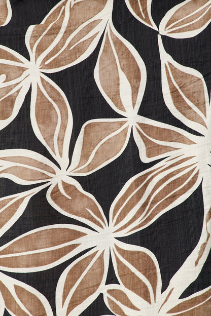 Brunswick Midi Shirt Dress in Black with Brown Leaf