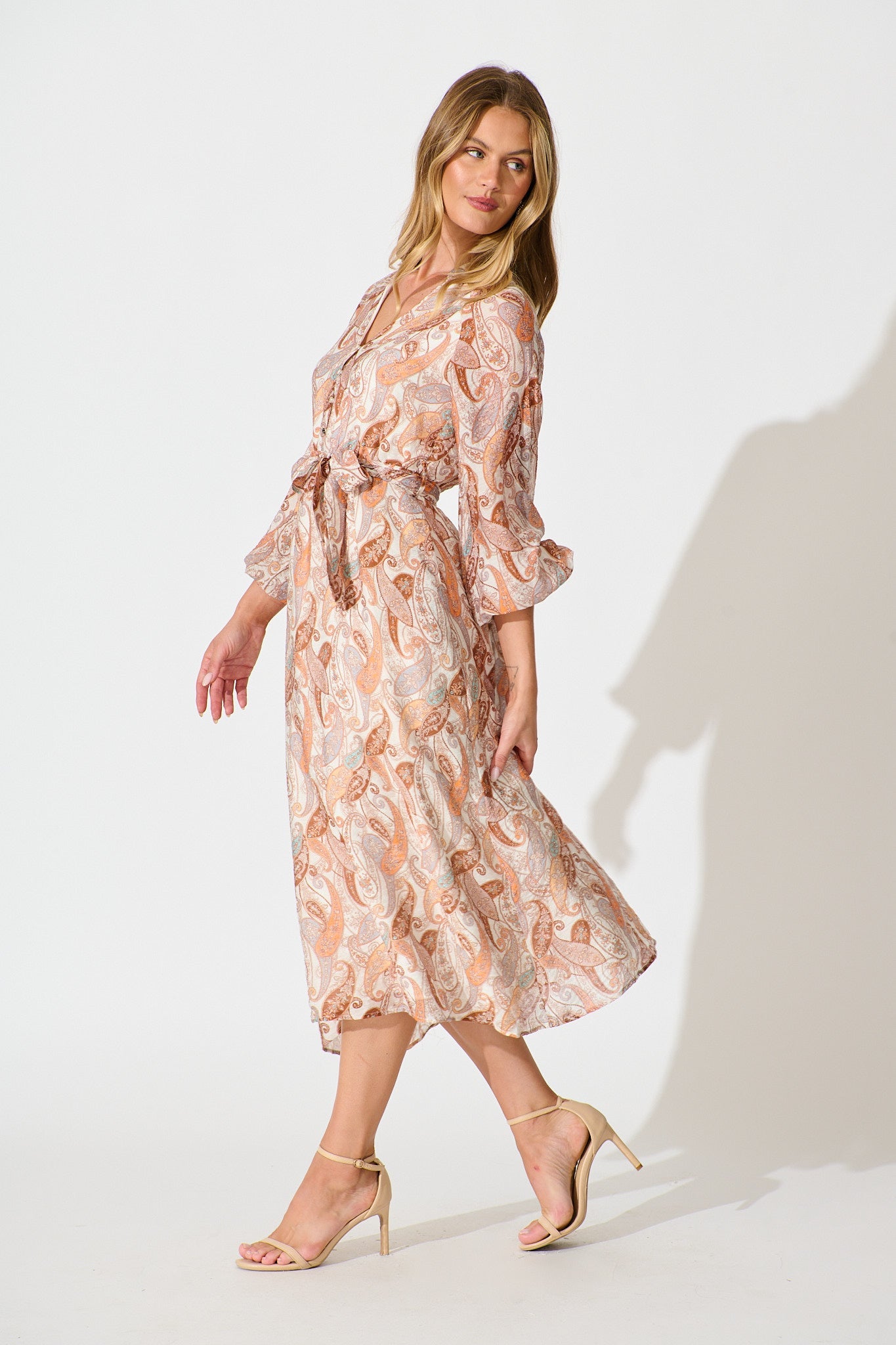 Ayden Dress in Brown with Multi Print