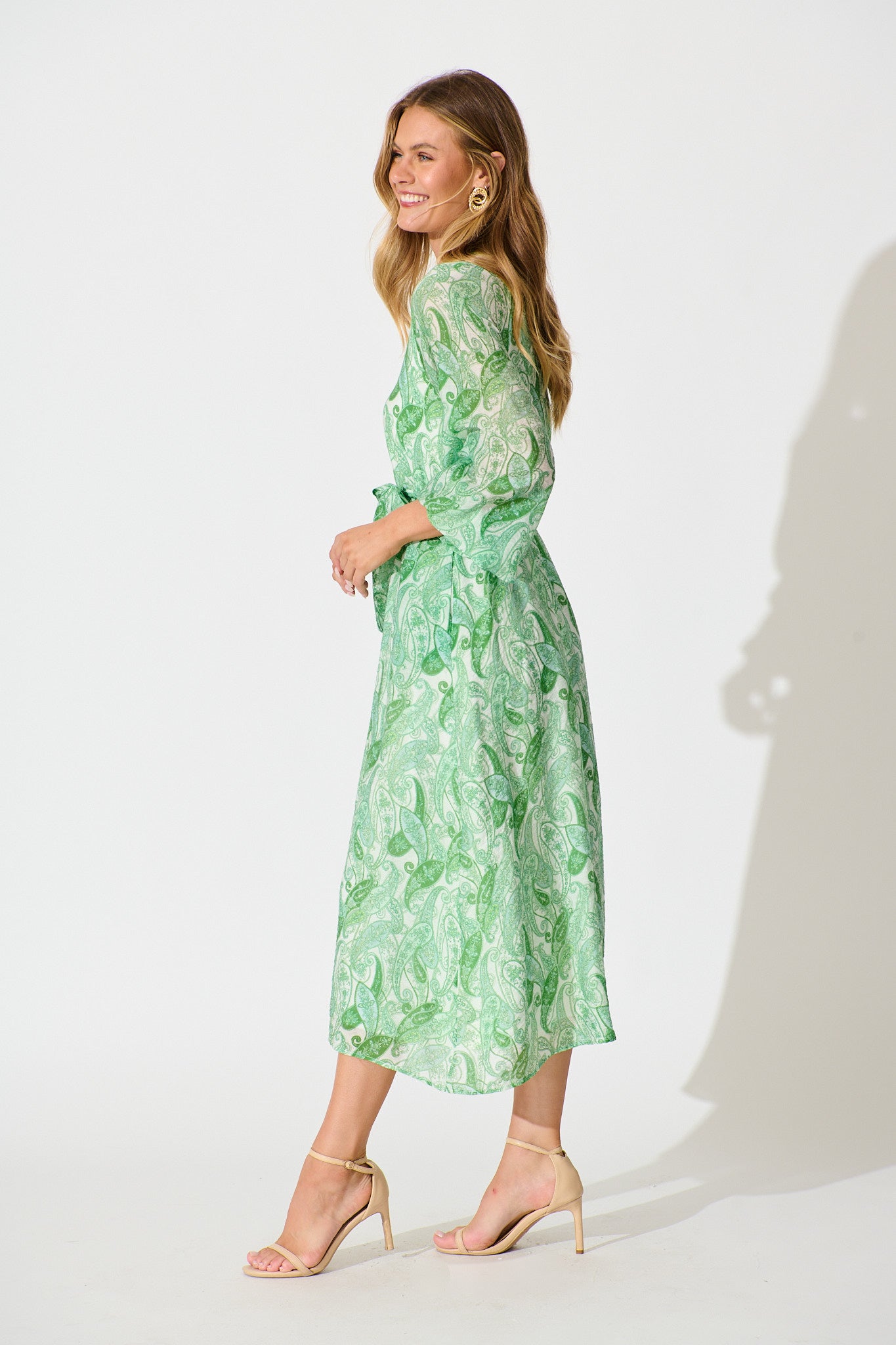 Ayden Dress in Green with Multi Print