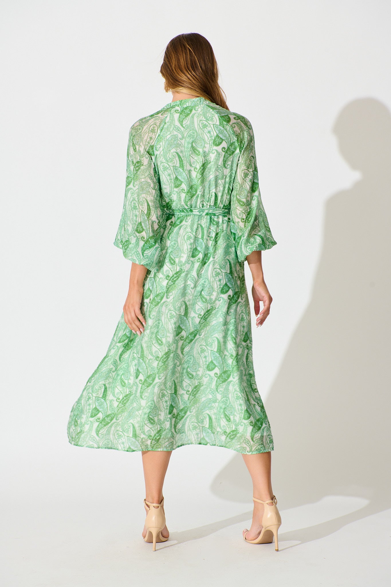 Ayden Dress in Green with Multi Print