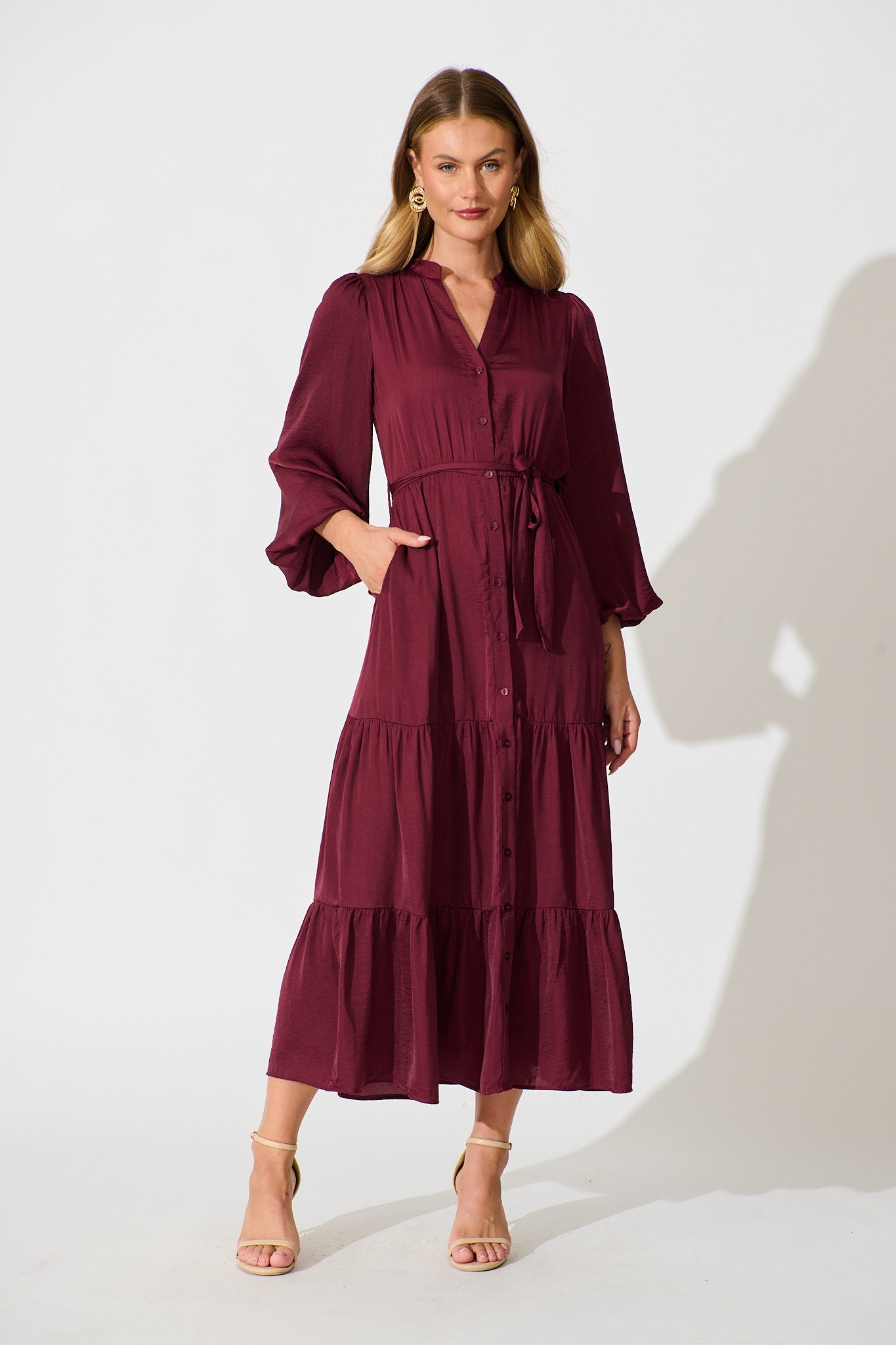 Glimmer Midi Dress in Wine