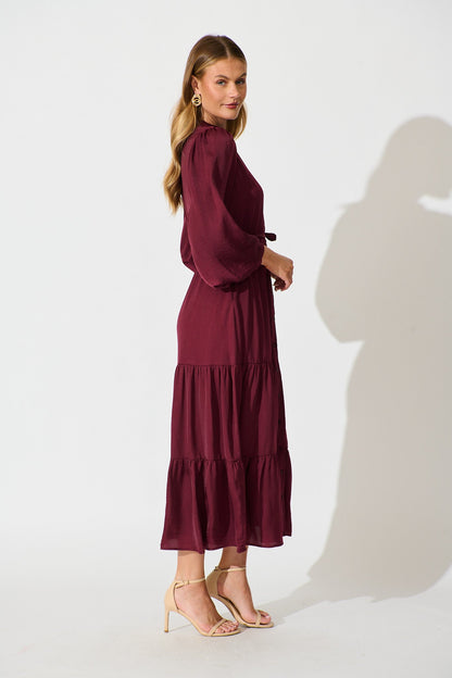 Glimmer Midi Dress in Wine