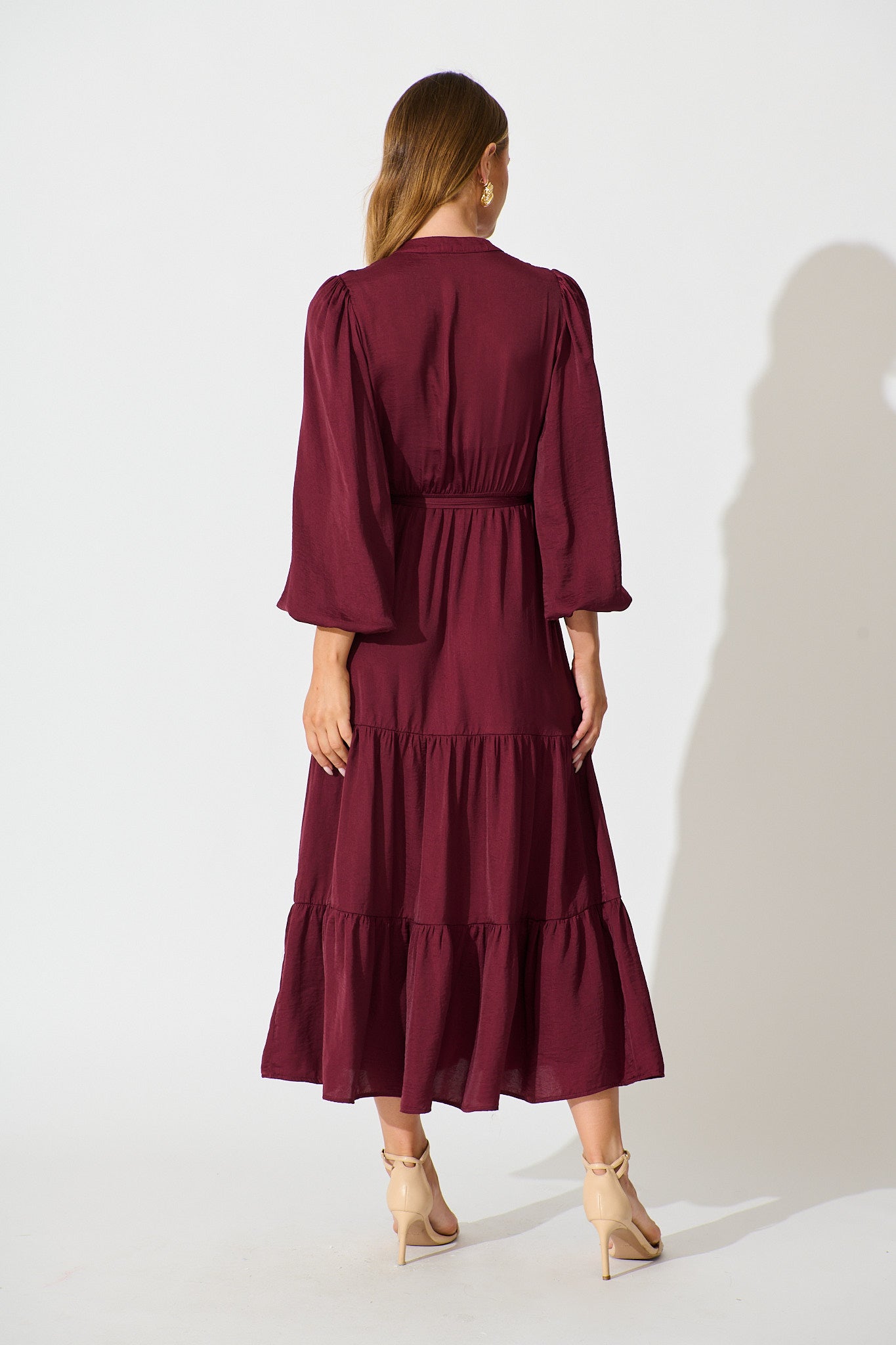 Glimmer Midi Dress in Wine