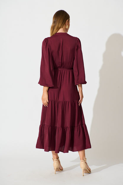 Glimmer Midi Dress in Wine