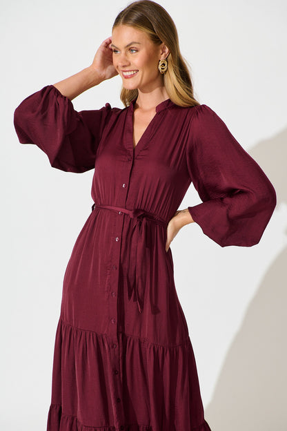 Glimmer Midi Dress in Wine