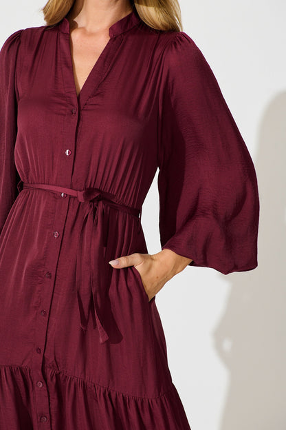 Glimmer Midi Dress in Wine