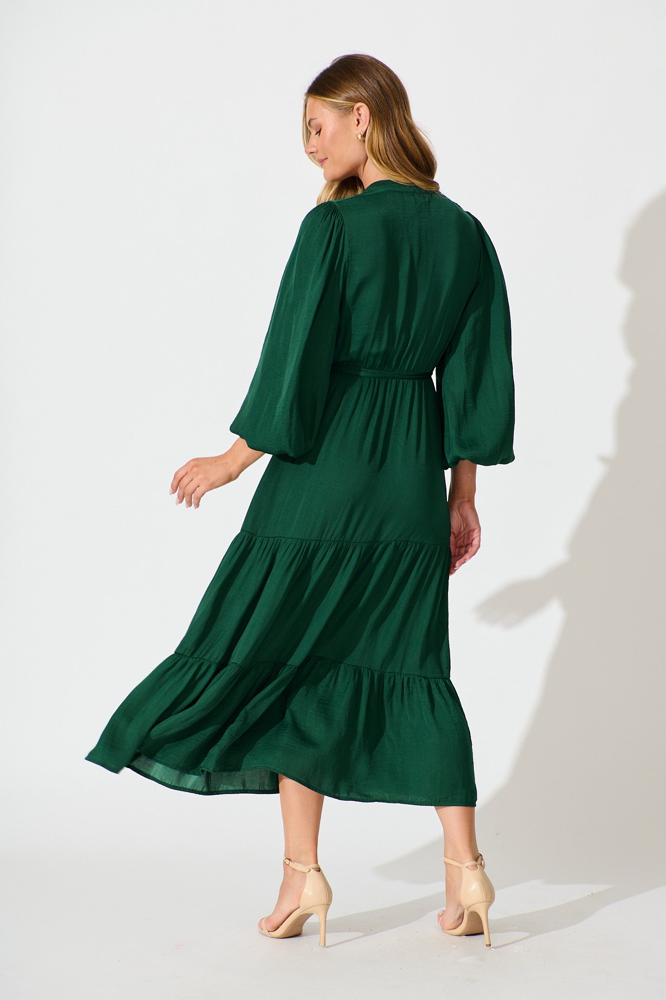 Glimmer Midi Dress in Emerald