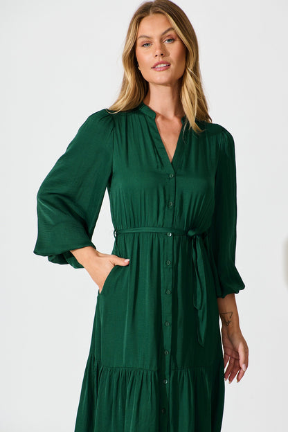 Glimmer Midi Dress in Emerald