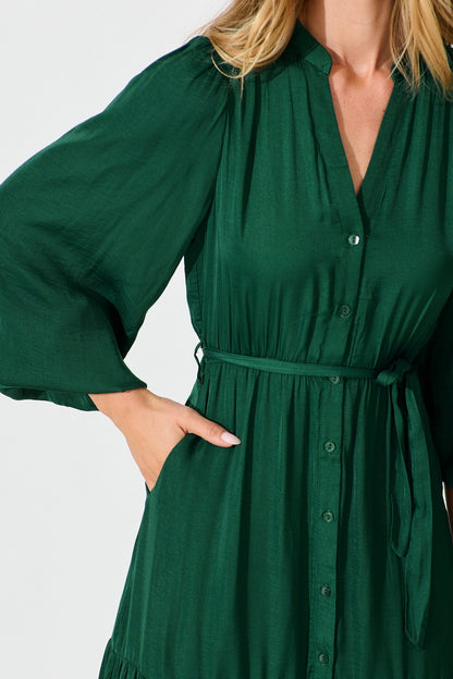 Glimmer Midi Dress in Emerald