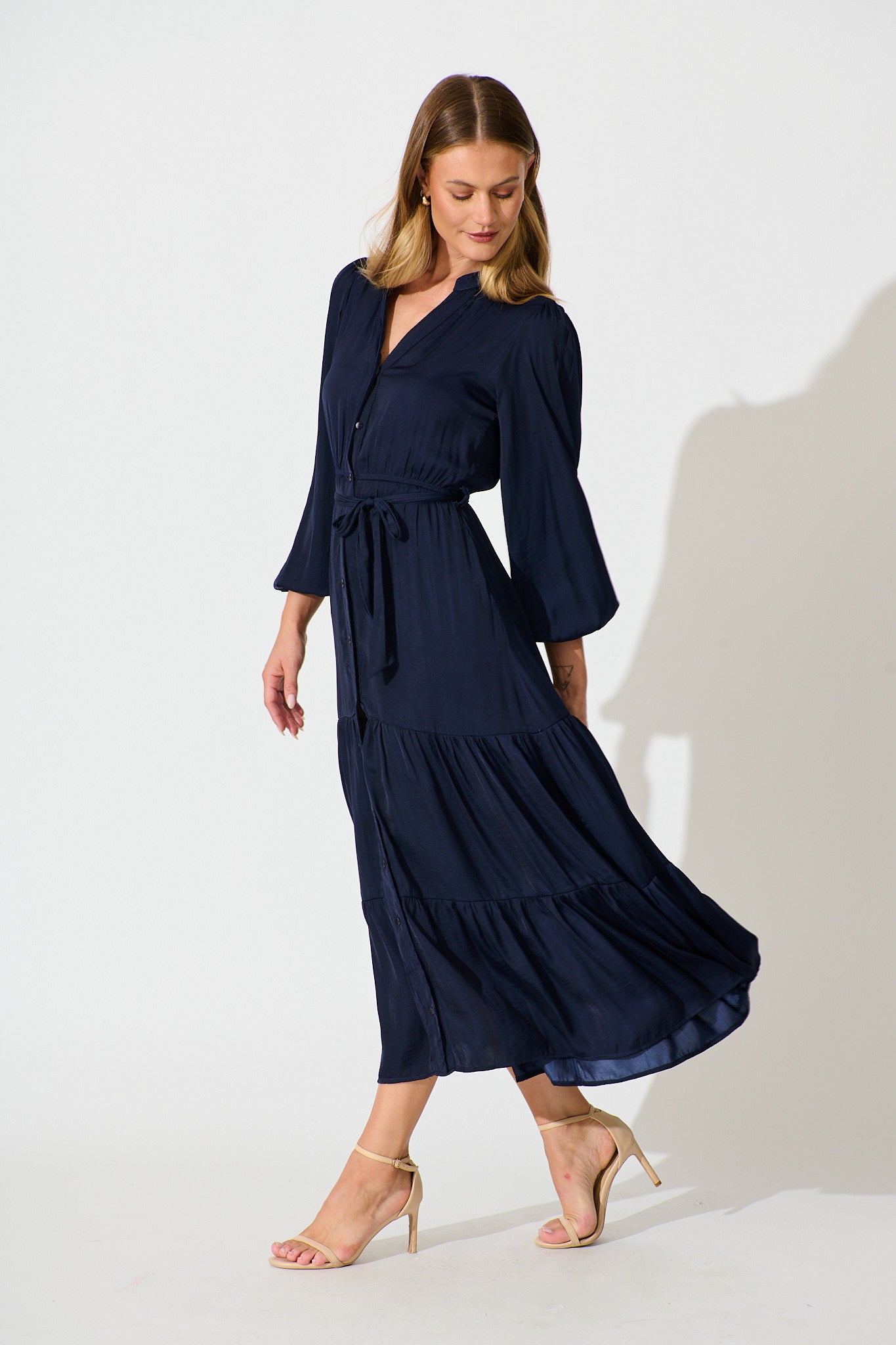Glimmer Midi Dress in Navy
