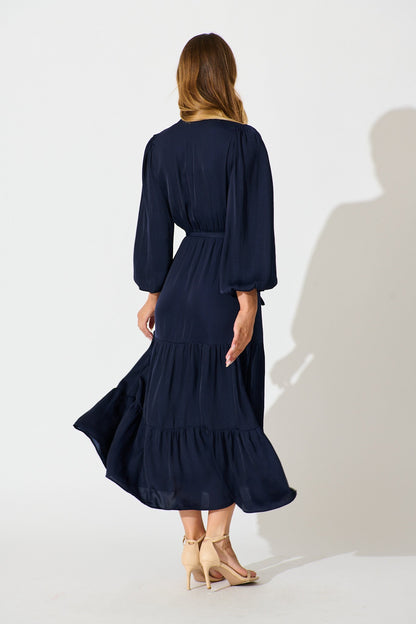Glimmer Midi Dress in Navy