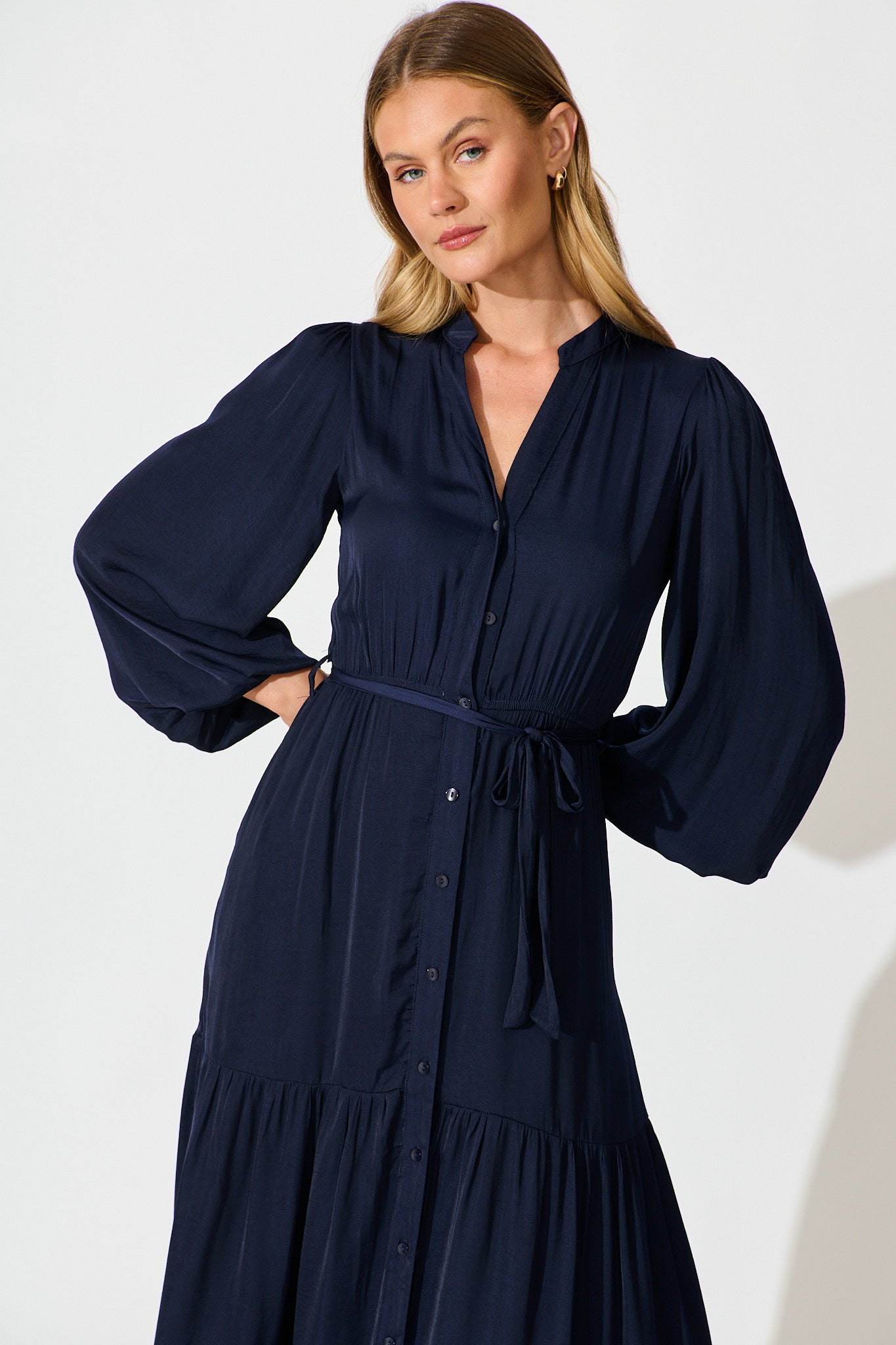 Glimmer Midi Dress in Navy