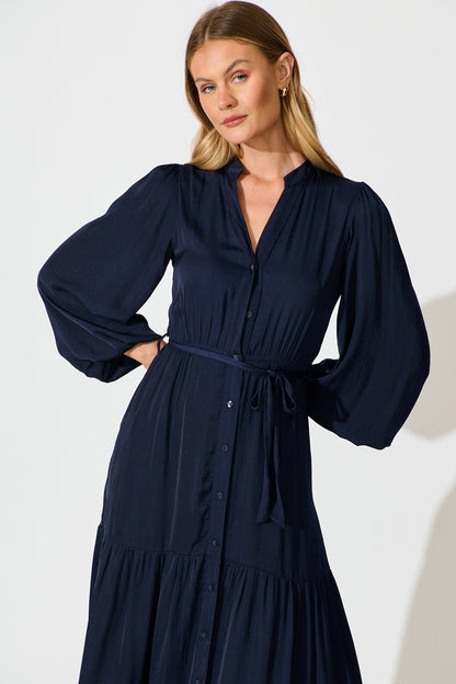 Glimmer Midi Dress in Navy