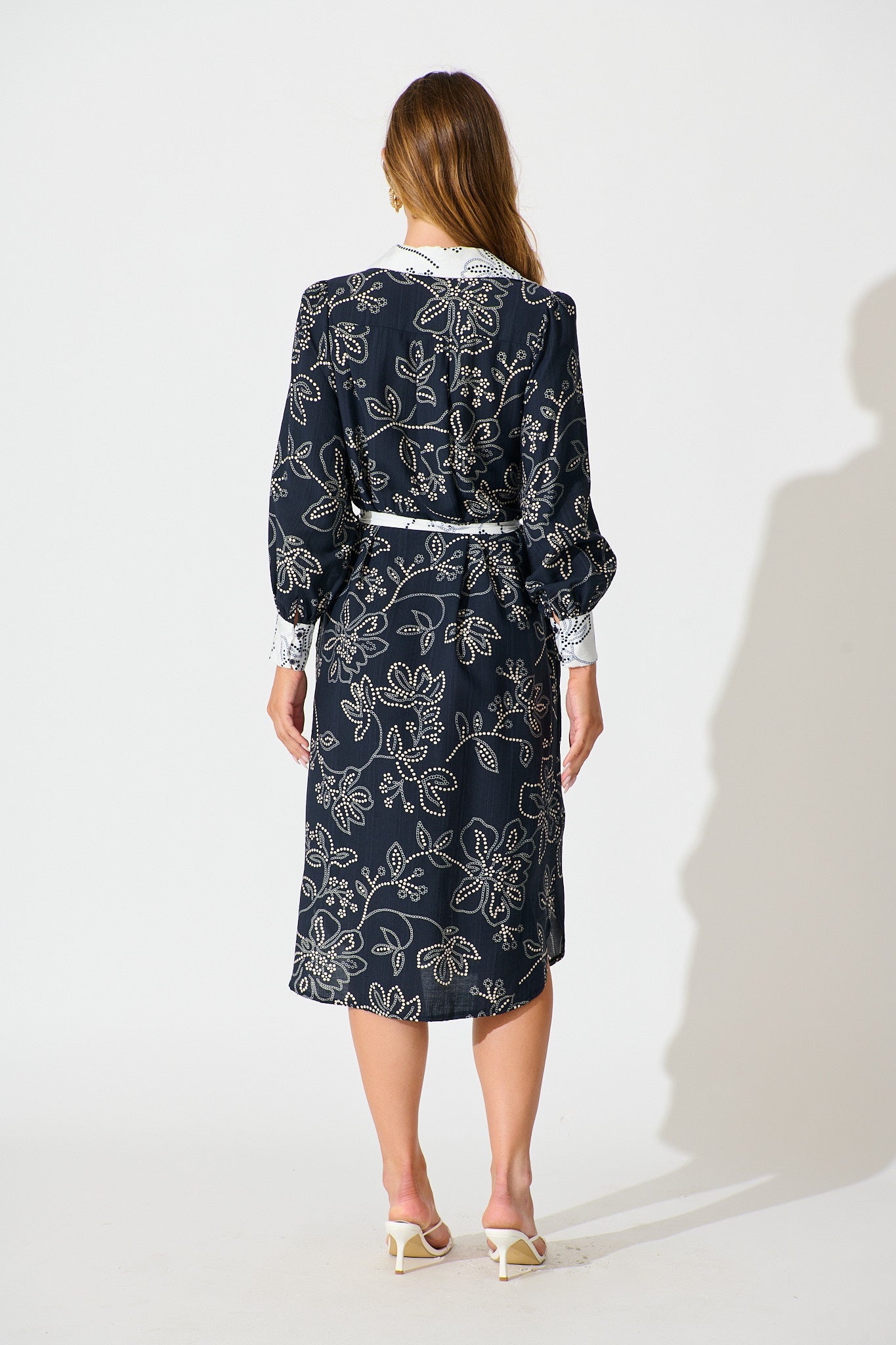 Mesmerised Midi Shirt Dress in Navy Floral Print