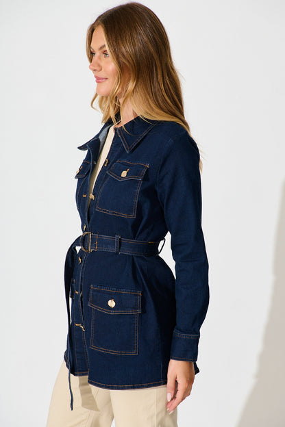 Jayden Jacket in Dark Blue Denim
