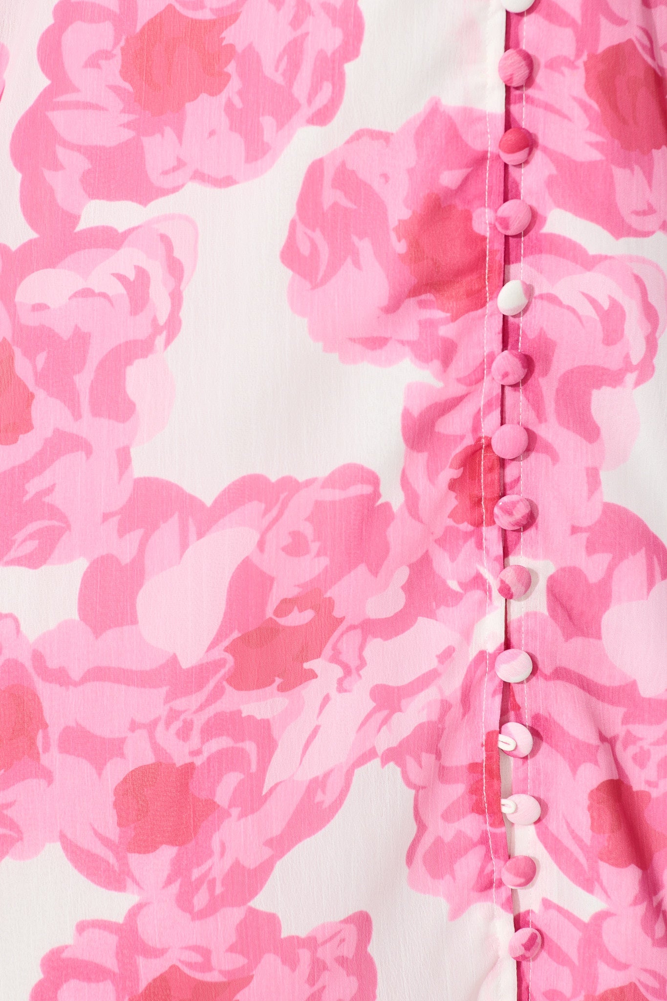 Essence Midi Dress in White with Pink Floral