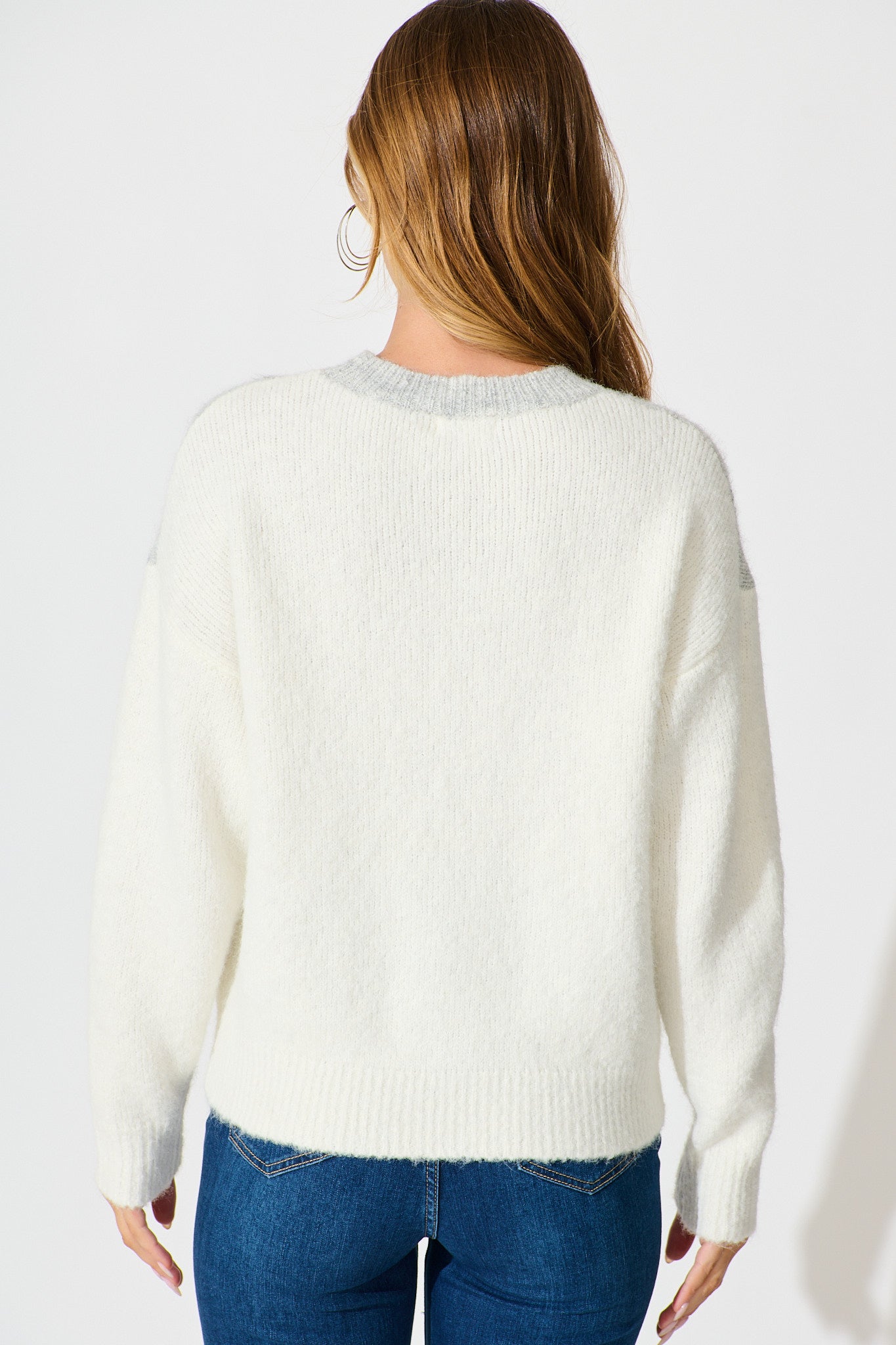 Sabre Knit in Grey with Blue Colourblock Sequin Wool Blend